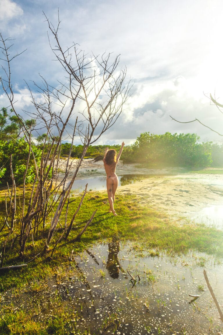 Creative Portraits made in Gold Coast of naked woman running in the nature