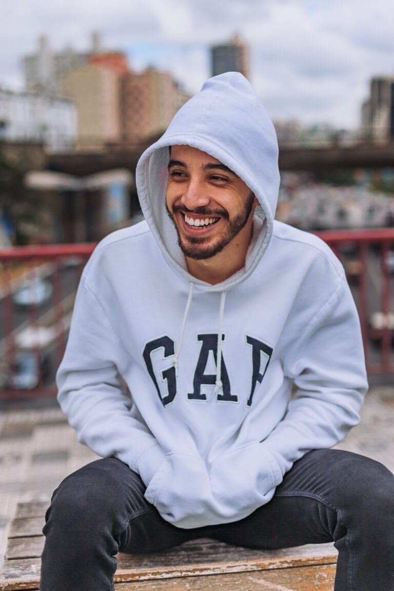 Creative portrait photography capturing authentic emotions of a man smiling