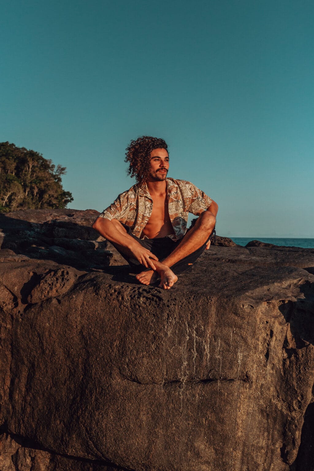 Creative Portraits made in Gold Coast of a man at the rocks