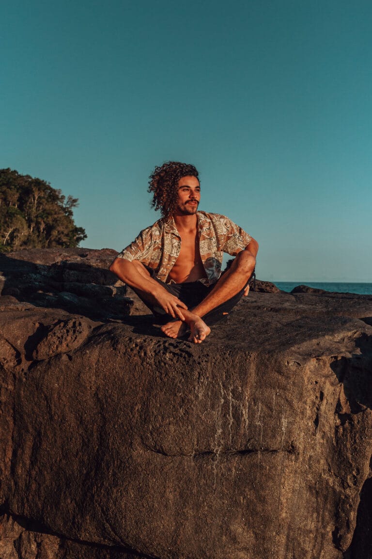 Creative Portraits made in Gold Coast of a man at the rocks