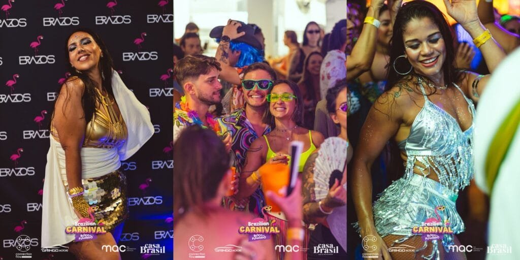 Brazilian Carnival event at a Gold Coast venue with sponsor branding, event photography