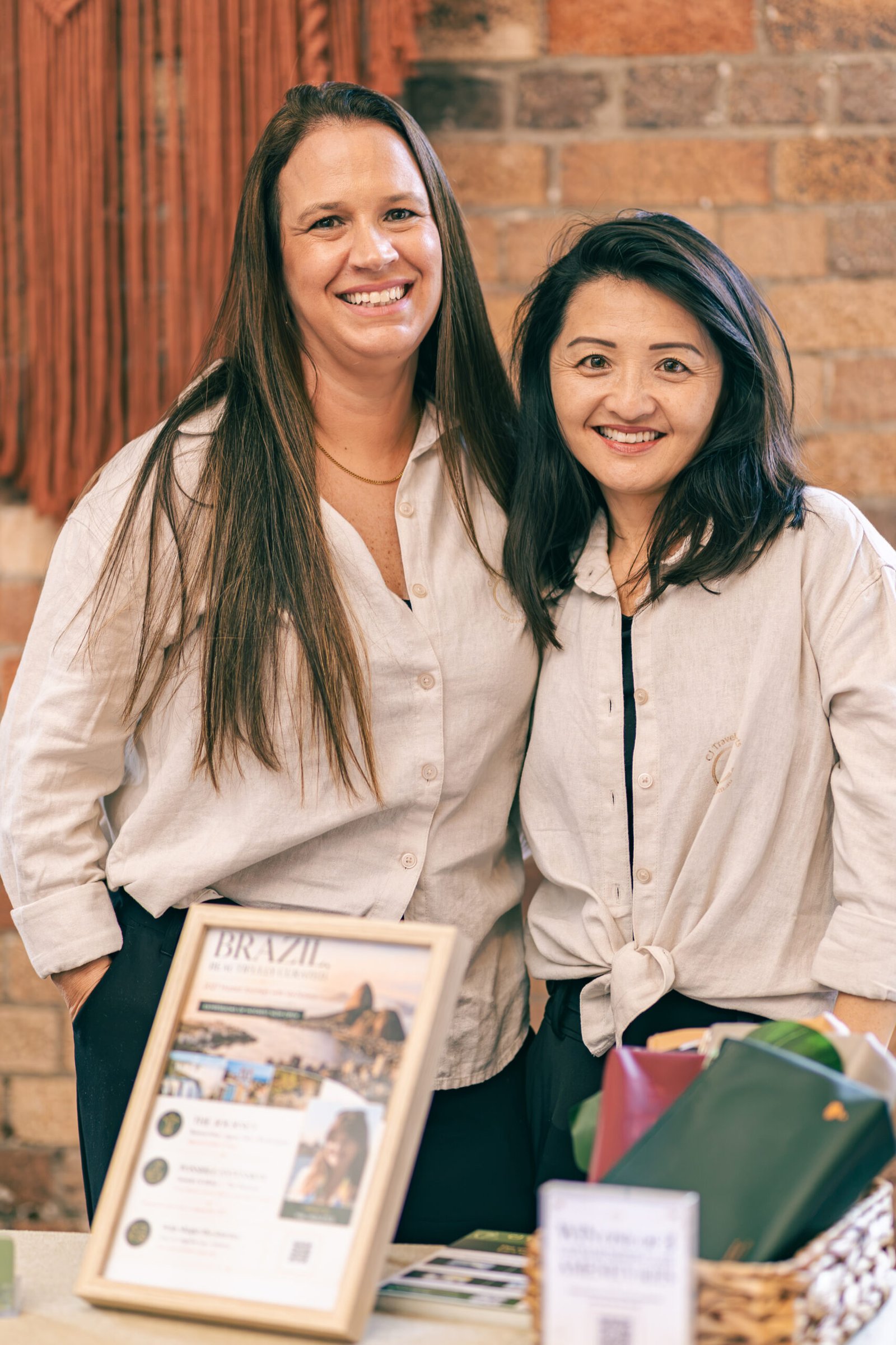 Two guests at the Brazil Week stand in Brisbane