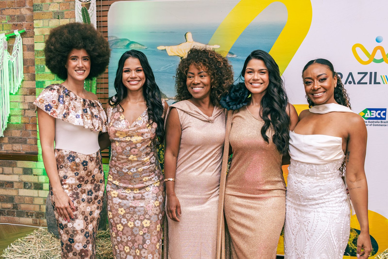 Group of guests at the Brazil Week backdrop, Brisbane