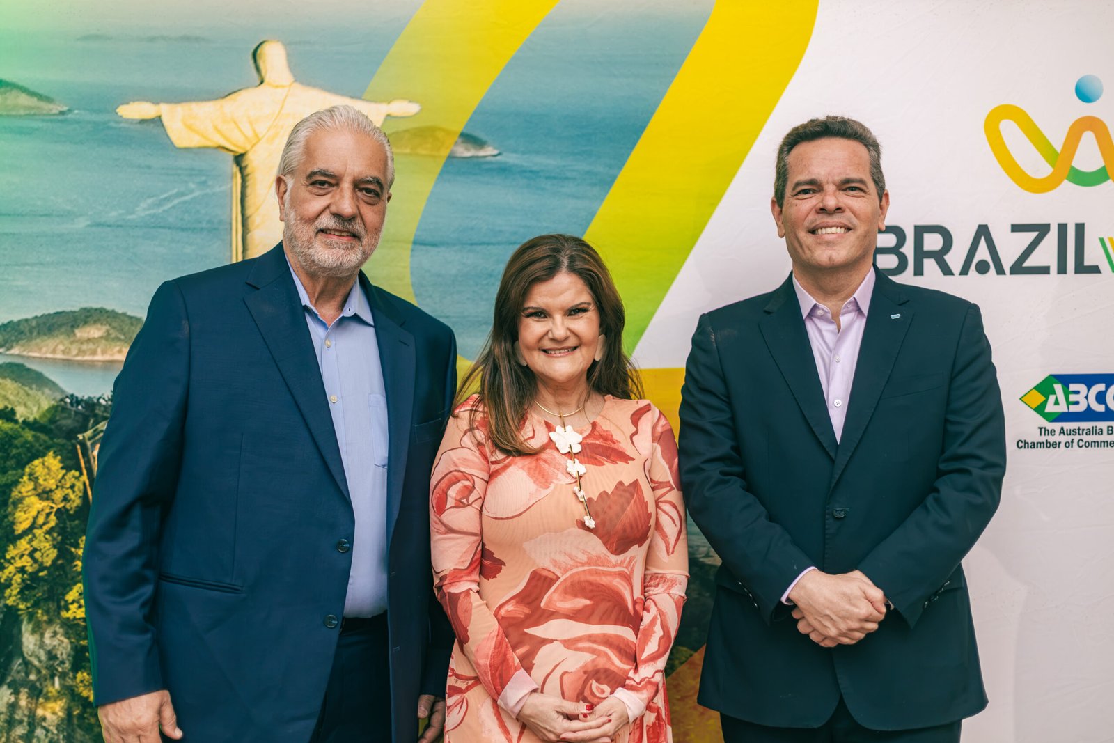 Guests photographed at the Brazil Week and ABCC backdrop